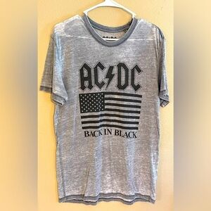 🌟HP🌟 AC/DC AMERICAN FLAG Thin TShirt Clingy Short Sleeve Distressed Faded SzSm